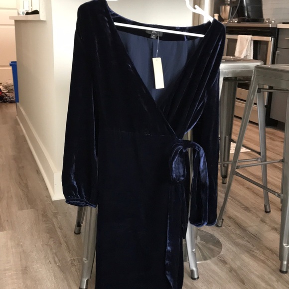 J. Crew Dresses & Skirts - J. Crew Navy Velvet Wrap Dress, NWT